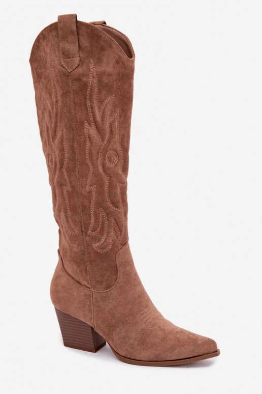 botas altas de estilo vaquero para mujer con tacones en color marrón Glenor