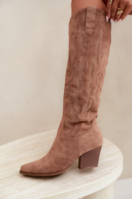botas altas de estilo vaquero para mujer con tacones en color marrón Glenor