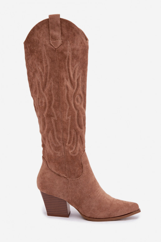 botas altas de estilo vaquero para mujer con tacones en color marrón Glenor