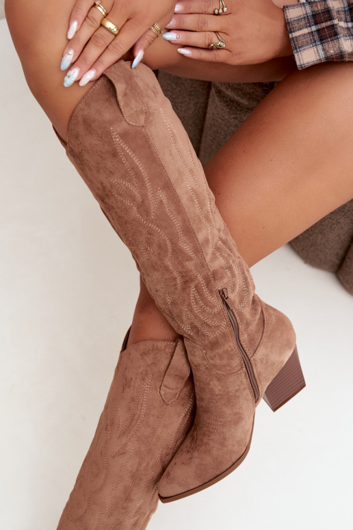 botas altas de estilo vaquero para mujer con tacones en color marrón Glenor