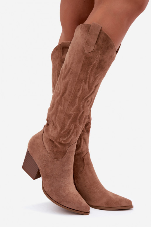 botas altas de estilo vaquero para mujer con tacones en color marrón Glenor