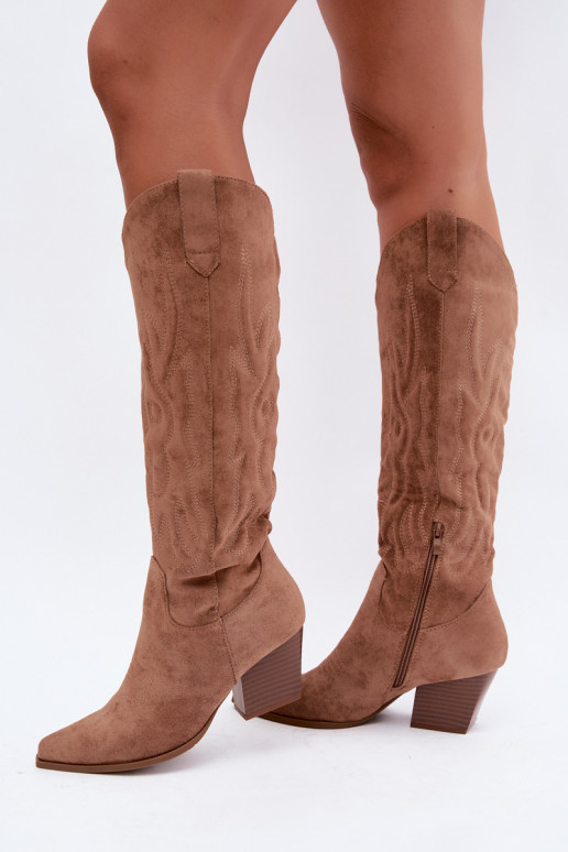 botas altas de estilo vaquero para mujer con tacones en color marrón Glenor