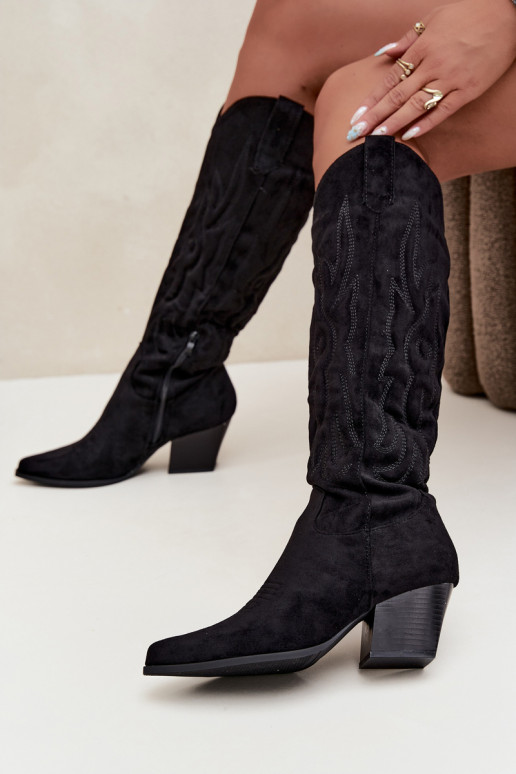 botas altas de estilo vaquero para mujer con tacones en negro Glenor