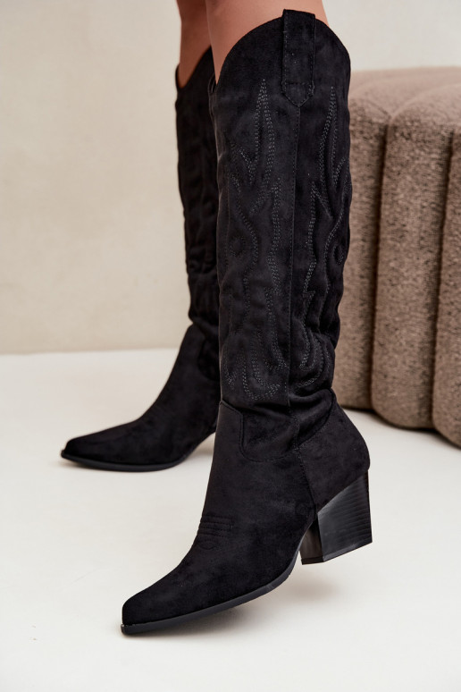 botas altas de estilo vaquero para mujer con tacones en negro Glenor