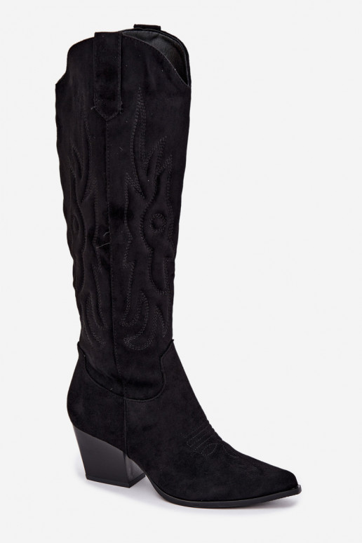 botas altas de estilo vaquero para mujer con tacones en negro Glenor