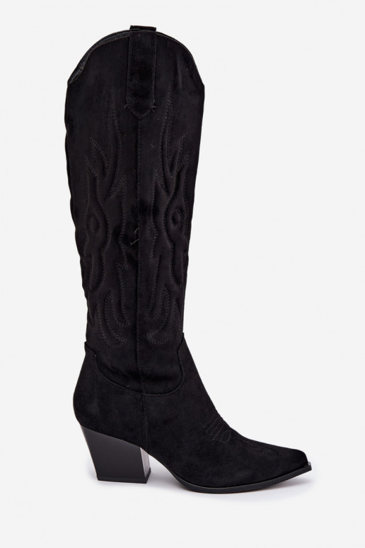 botas altas de estilo vaquero para mujer con tacones en negro Glenor