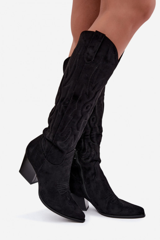 botas altas de estilo vaquero para mujer con tacones en negro Glenor
