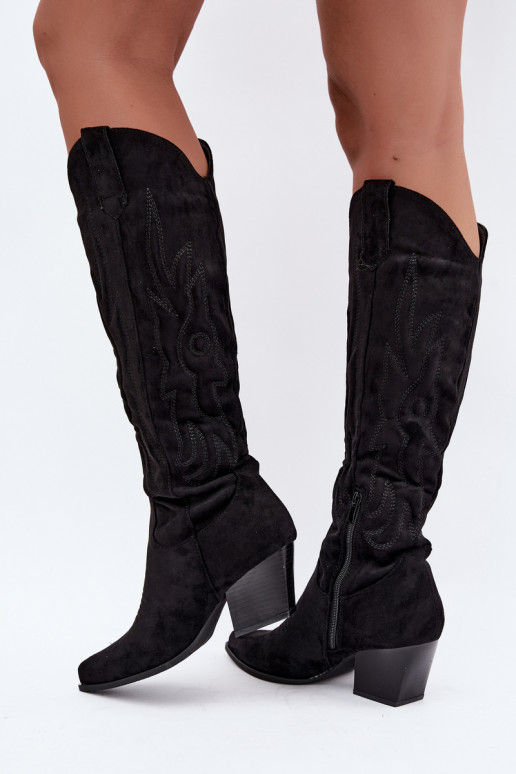botas altas de estilo vaquero para mujer con tacones en negro Glenor