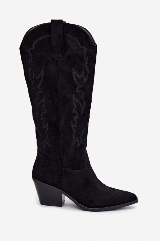 botas altas de estilo vaquero para mujer con tacones en negro Merise