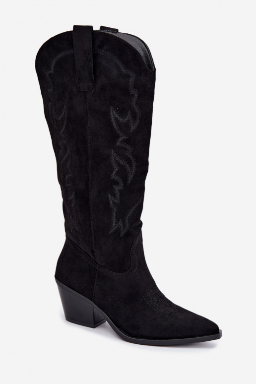 botas altas de estilo vaquero para mujer con tacones en negro Merise