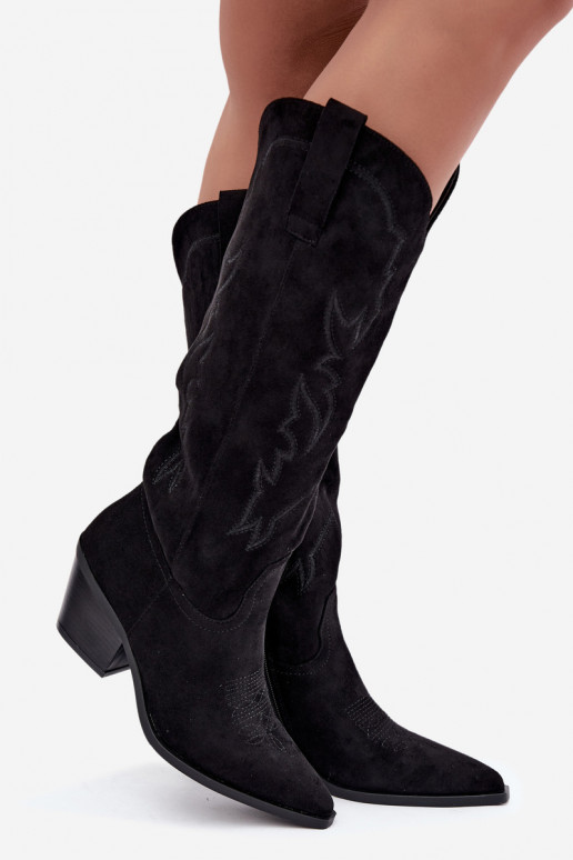 botas altas de estilo vaquero para mujer con tacones en negro Merise