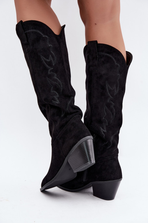 botas altas de estilo vaquero para mujer con tacones en negro Merise