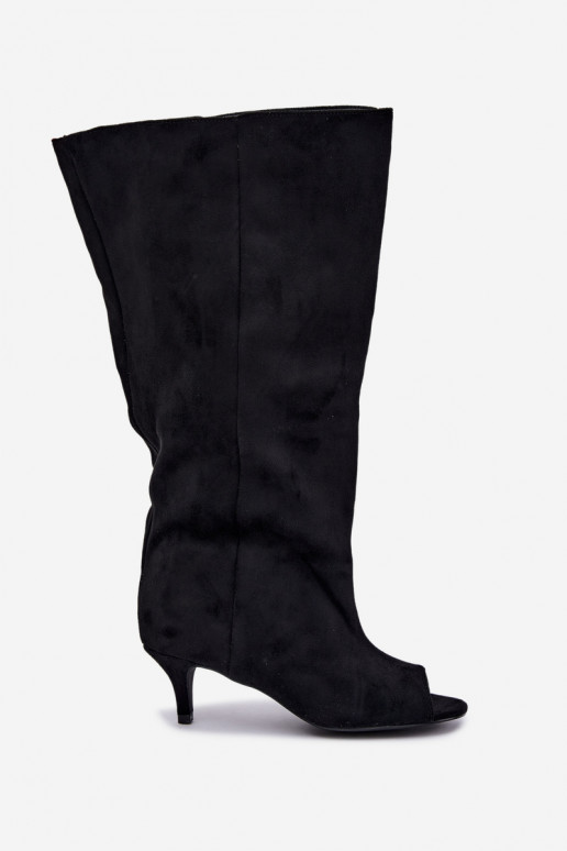 botas altas con caña alta y dedos al aire con tacones en negro Henya