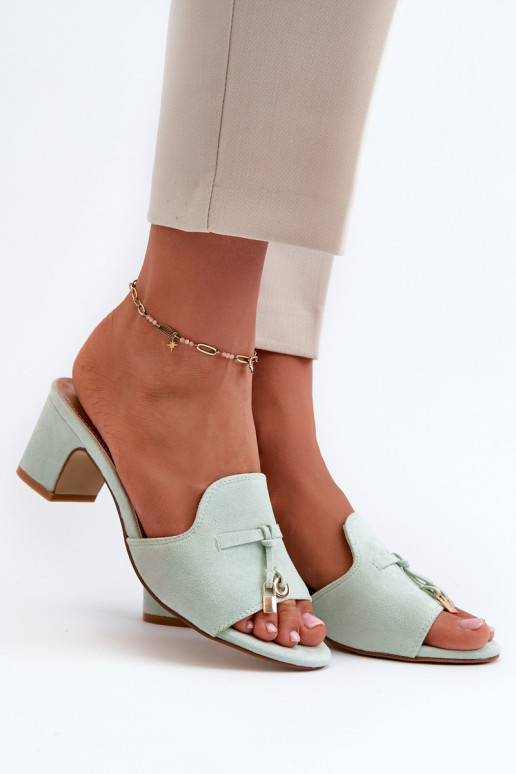 pantuflas de mujer con tacones de ante sintético en menta