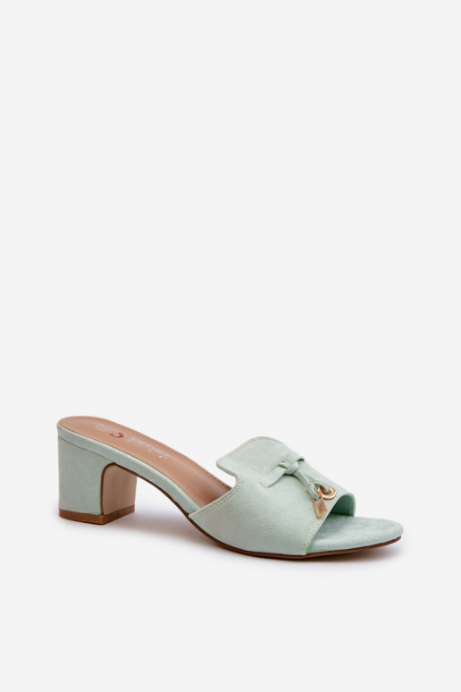 pantuflas de mujer con tacones de ante sintético en menta