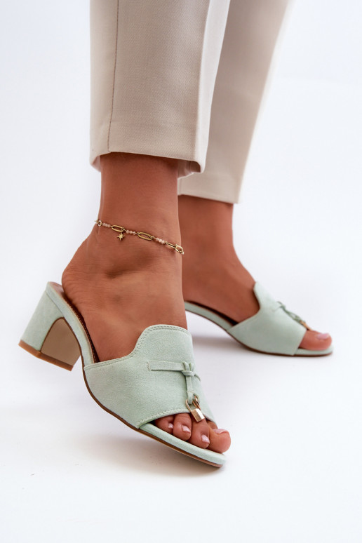 pantuflas de mujer con tacones de ante sintético en menta