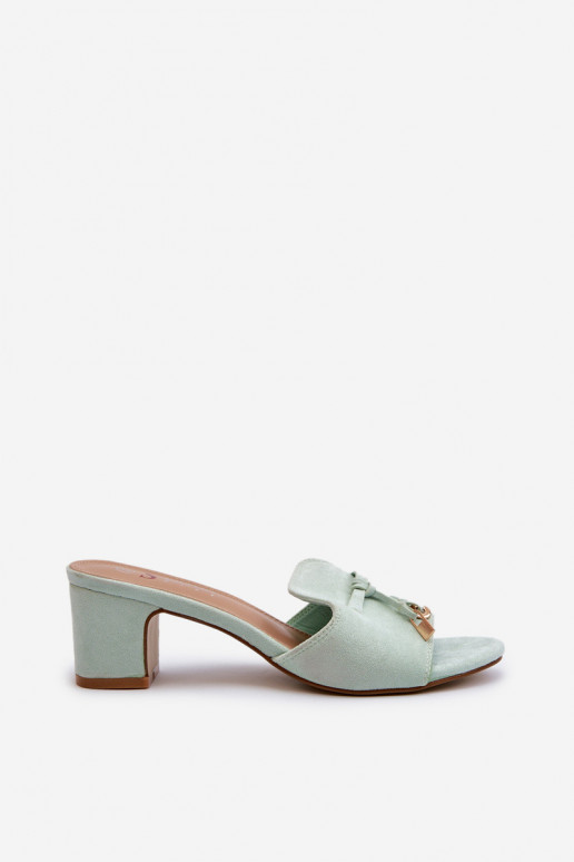 pantuflas de mujer con tacones de ante sintético en menta