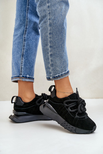 de gamuza Zapatillas modelo zapatos. Femenino con una plataformaGrubym atándosem Artiker 54C1464 de color negro
