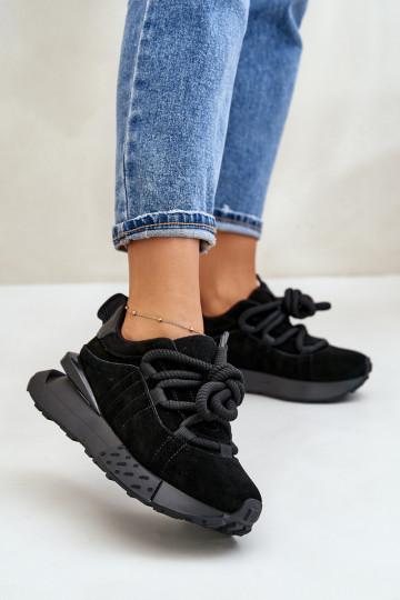 de gamuza Zapatillas modelo zapatos. Femenino con una plataformaGrubym atándosem Artiker 54C1464 de color negro 2