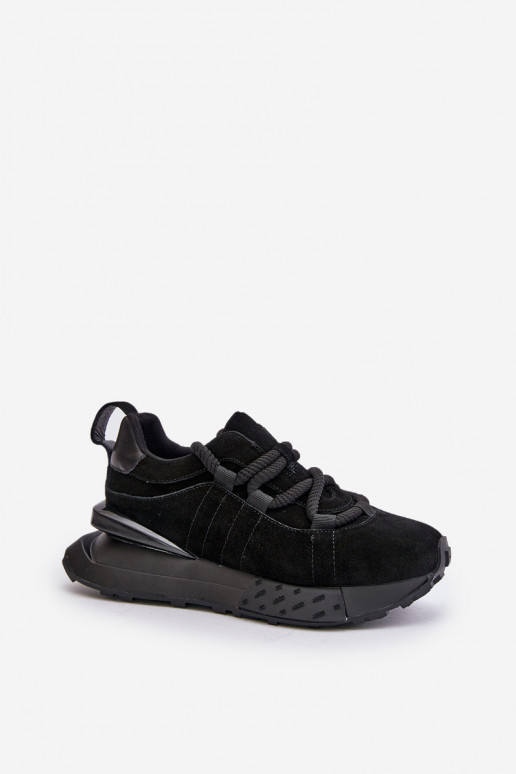 zapatillas de ante para mujer con plataforma y cordones resistentes Artiker 54C1464 en negro