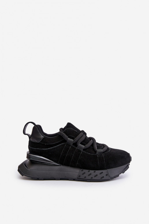 zapatillas de ante para mujer con plataforma y cordones resistentes Artiker 54C1464 en negro