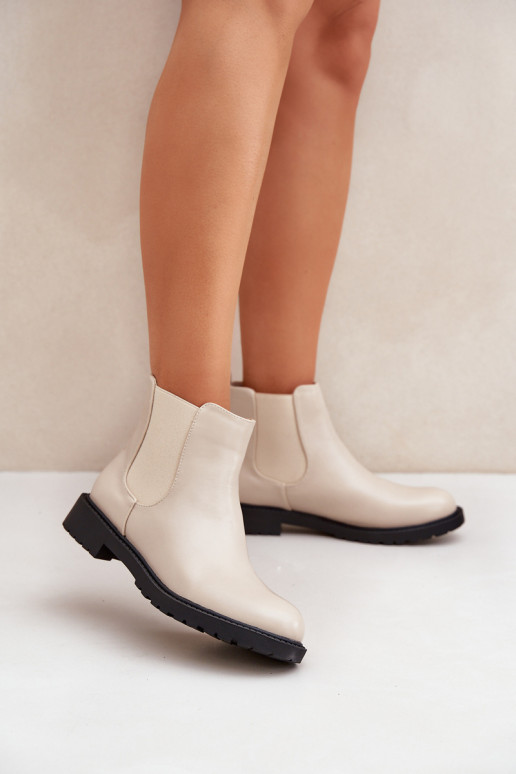 botines elegantes para mujer con tacones anchos en color arena