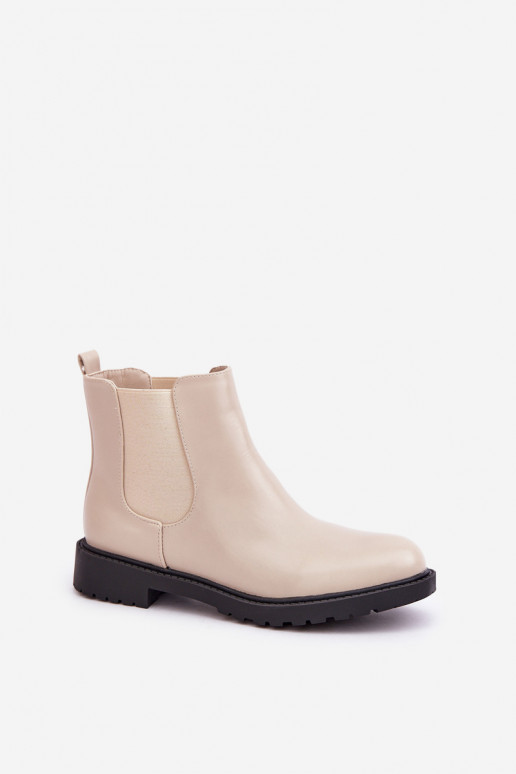 botines elegantes para mujer con tacones anchos en color arena