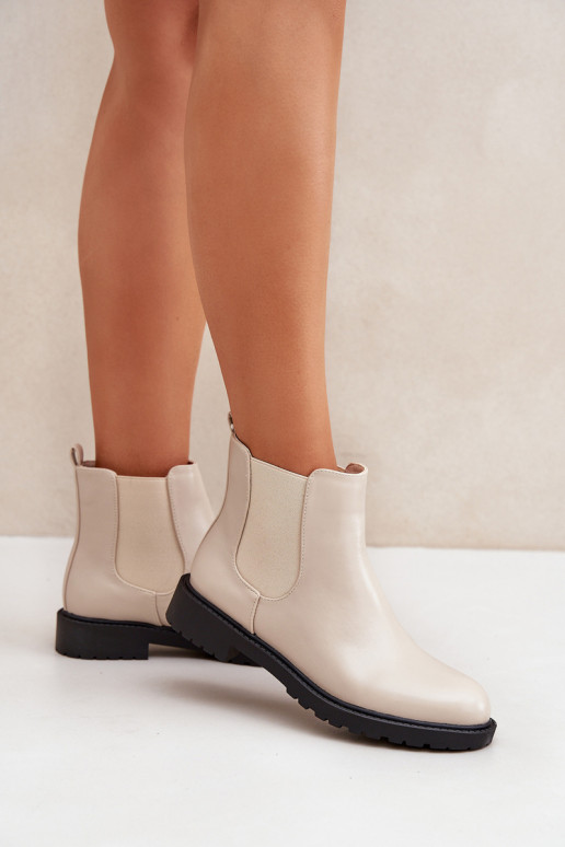 botines elegantes para mujer con tacones anchos en color arena