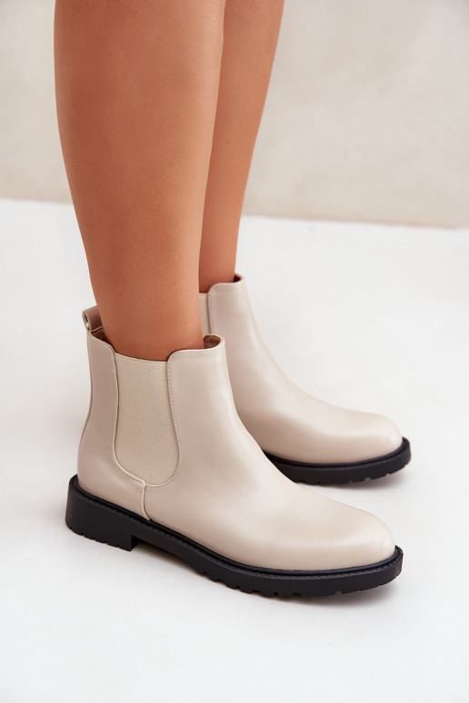 botines elegantes para mujer con tacones anchos en color arena