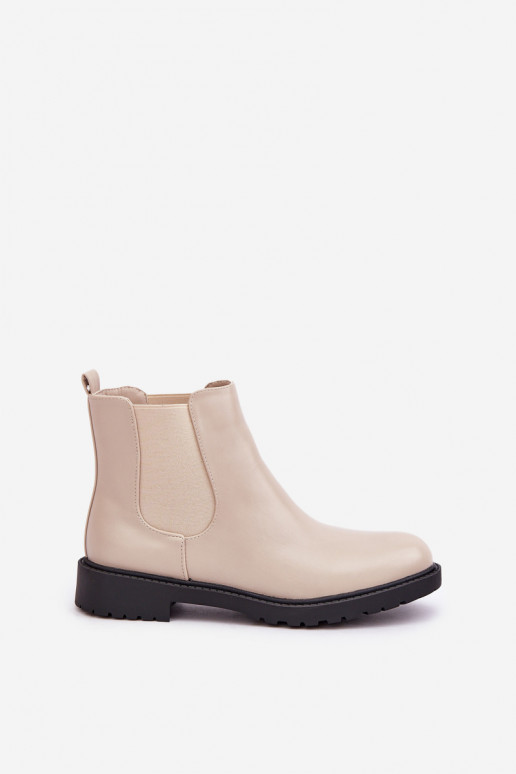botines elegantes para mujer con tacones anchos en color arena