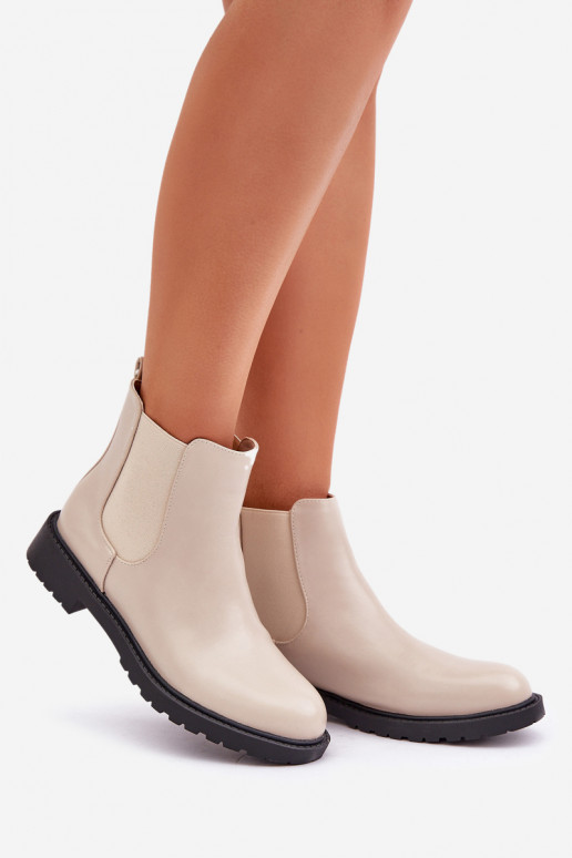 botines elegantes para mujer con tacones anchos en color arena