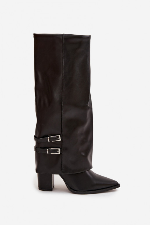 botas altas para mujer con tacones y hebillas Jessae en negro