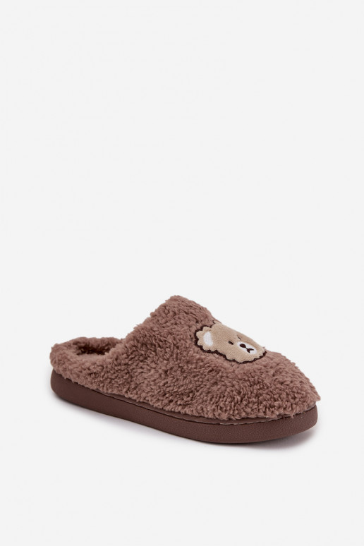 Zapatillas de mujer con piel, color chocolate