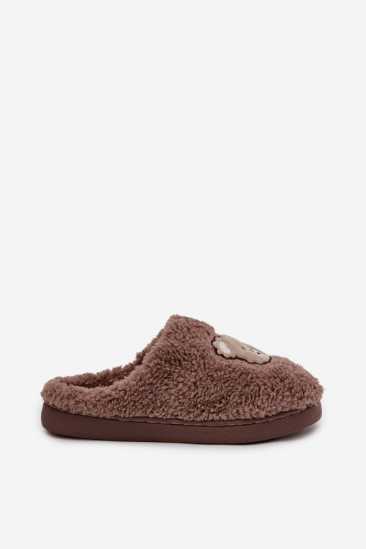 Zapatillas de mujer con piel, color chocolate