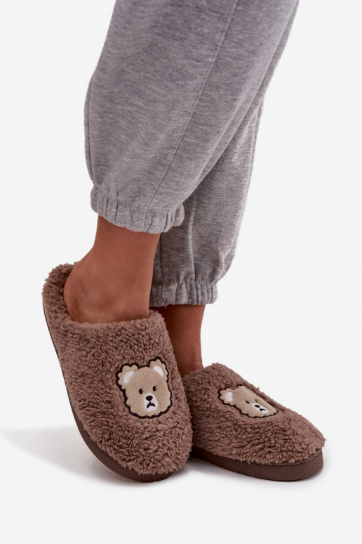 Zapatillas de mujer con piel, color chocolate
