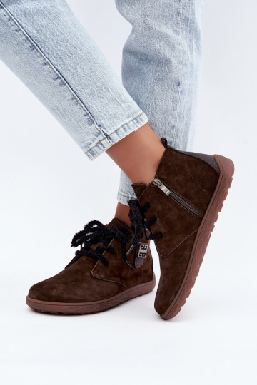 Zapatos barefoot de ante sintético para mujeres en color chocolate Abera 2