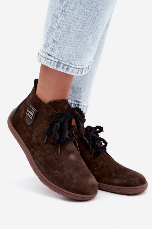Zapatos barefoot de ante sintético para mujeres en color chocolate Abera