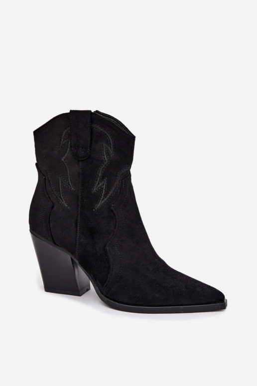 Botines de estilo cowboy para mujeres con tacones en color negro Berella