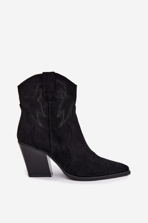 Botines de estilo cowboy para mujeres con tacones en color negro Berella