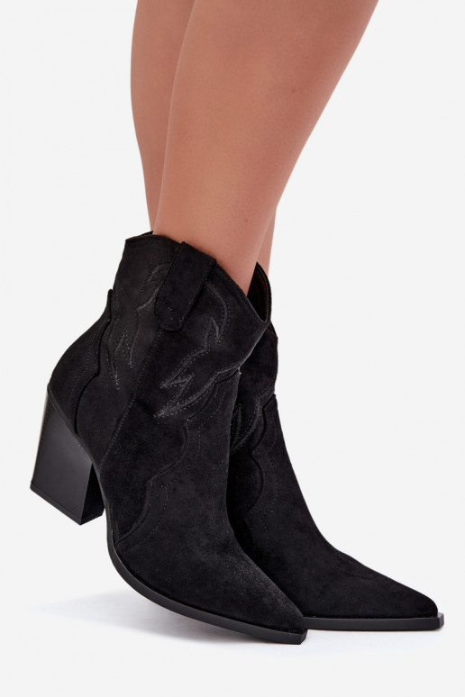 Botines de estilo cowboy para mujeres con tacones en color negro Berella