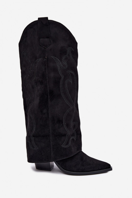 Botas largas de estilo cowboy con tacón y caña cosida en color negro Irella