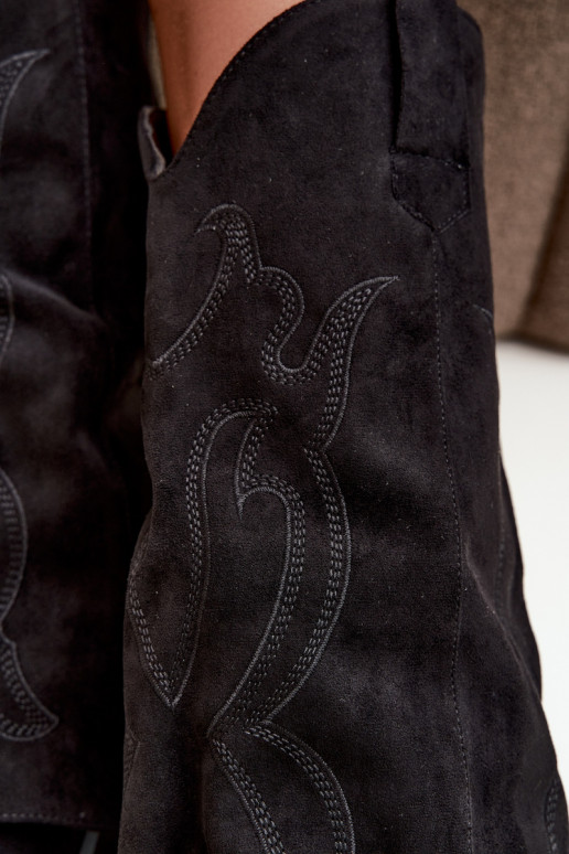 Botas largas de estilo cowboy con tacón y caña cosida en color negro Irella