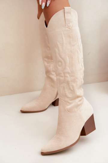 Botines de color marfil estilo vaquero con tacones Glenor 2
