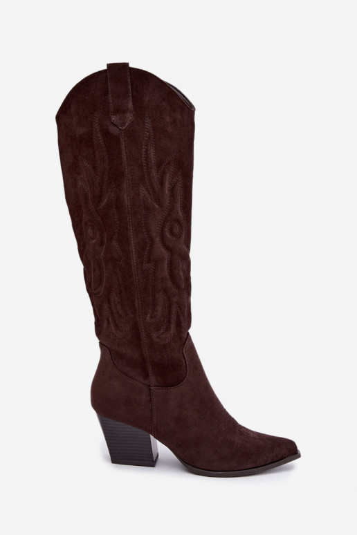 Botines de color chocolate estilo vaquero con tacones Glenor