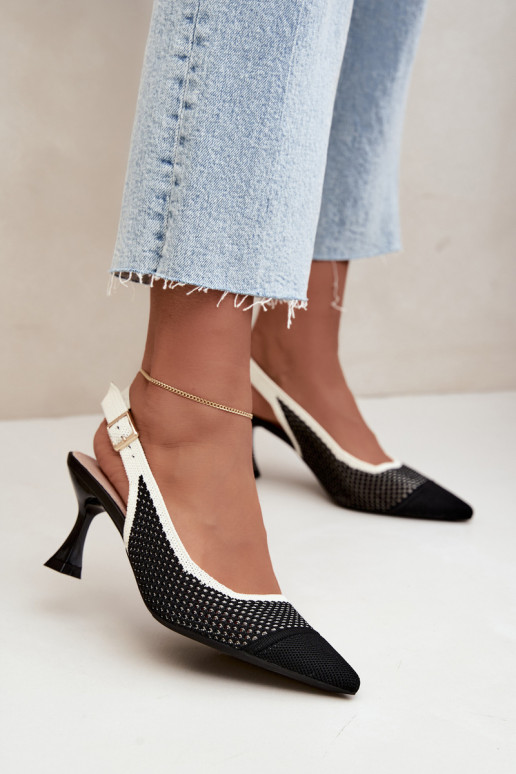 Sandalias de tacón alto caladas negras Evania