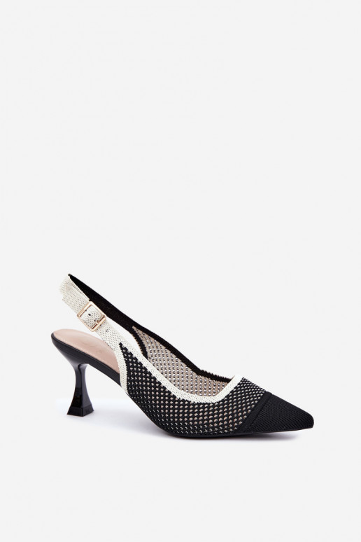 Sandalias de tacón alto caladas negras Evania