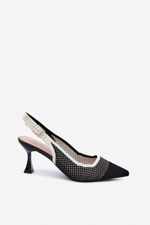 Sandalias de tacón alto caladas negras Evania