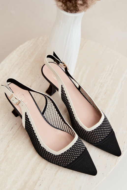 Sandalias de tacón alto caladas negras Evania