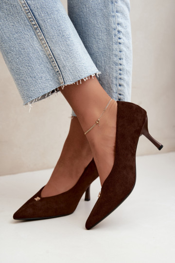 Sandalias de ante sintético con detalles dorados de color chocolate Adessa 2