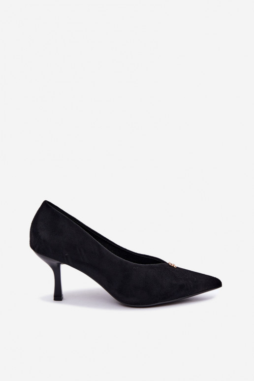 Sandalias de ante sintético con detalles dorados de color negro Adessa